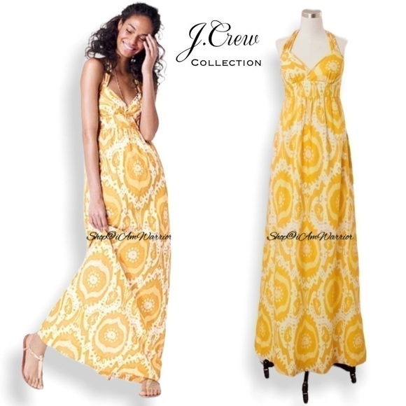 J.Crew maize ikat halter cotton/silk maxi dress *shop@iamwarrior - Picture 2 of 10